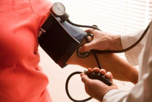 taking blood pressure reading