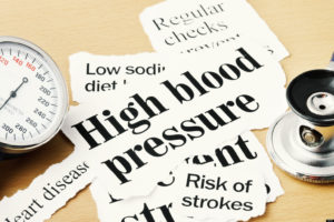high blood pressure headlines with medical instruments